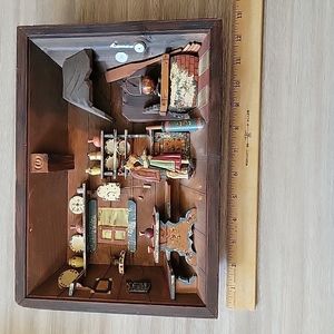 Vintage Italian hand carved wooden shadow box